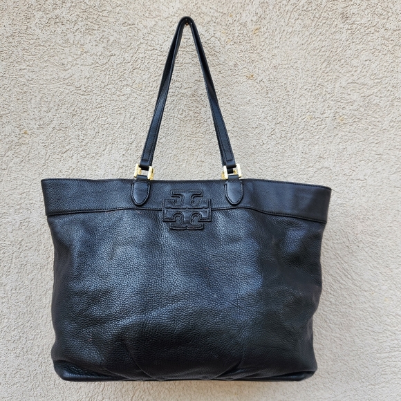 Tory Burch Handbags - TORI BURCH Michele Tote Shoulder Bag Large Double Handle Pebbled Leather